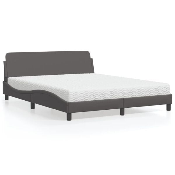 vidaXL Lit avec matelas Dover gris 160x200 cm similicuir