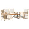 vidaXL Ensemble de meubles d'ext&eacute;rieur 4 pcs Blanc Naturel et Cr&egrave;me