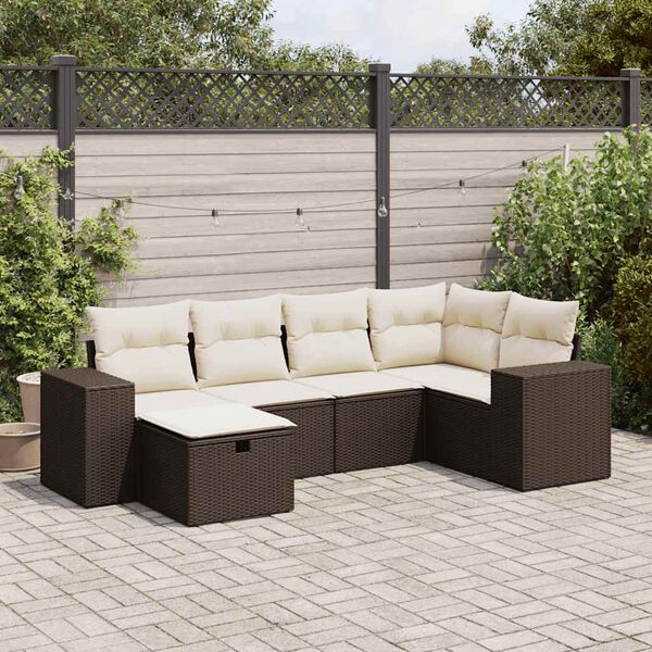 vidaXL Salon de jardin avec coussins 6 pcs marron r&eacute;sine tress&eacute;e