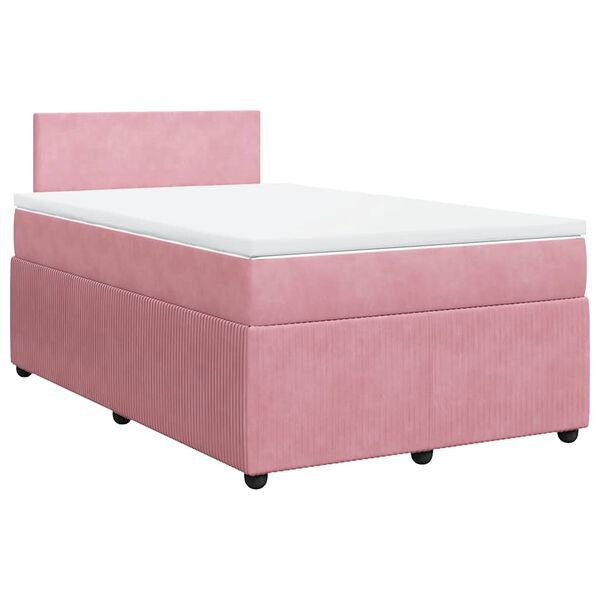vidaXL Sommier &agrave; lattes de lit avec matelas Rose 120x200 cm Velours