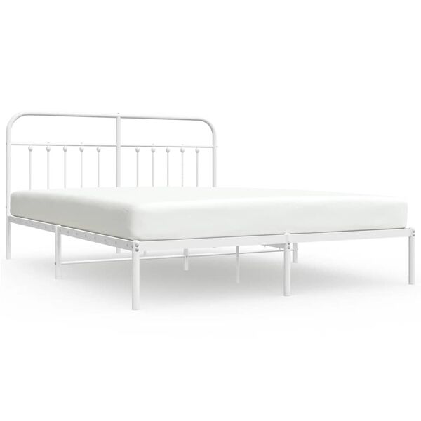 vidaXL Cadre de lit m&eacute;tal sans matelas et t&ecirc;te de lit blanc 183x213 cm
