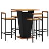 vidaXL Ensemble de bar jardin 5 pcs noir poly rotin/bois massif acacia