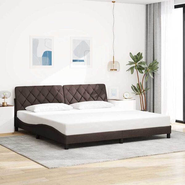 vidaXL Cadre de lit sans matelas marron fonc&eacute; 200x200 cm tissu