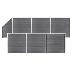 vidaXL Ensemble de cl&ocirc;ture WPC 6 Carr&eacute; + 1 Inclin&eacute; 1138x186 cm Gris