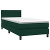 vidaXL Sommier &agrave; lattes de lit et matelas et LED vert fonc&eacute; 80x220 cm velours