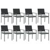 vidaXL Ensemble &agrave; manger de jardin 9 pcs coussins r&eacute;sine tress&eacute;e acier