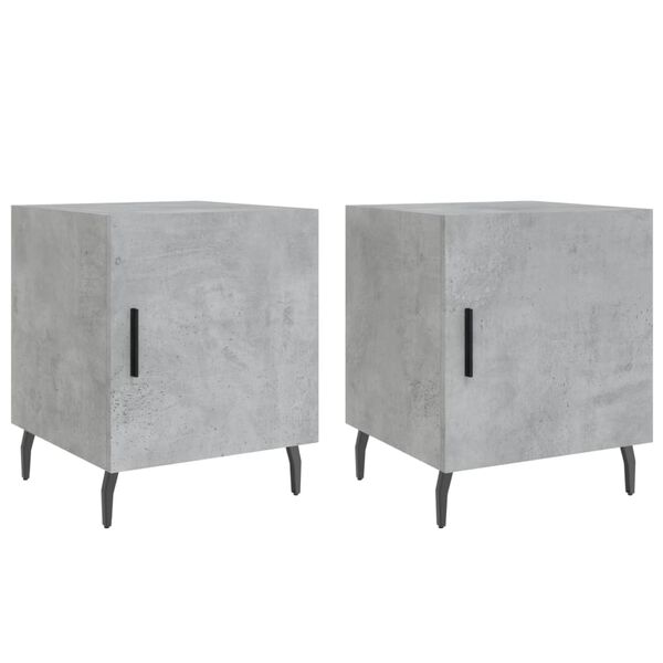 vidaXL Tables de chevet 2 pcs gris b&eacute;ton 40x40x50 cm bois d&rsquo;ing&eacute;nierie