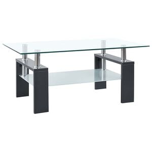 vidaXL Table basse Gris et transparent 95x55x40 cm Verre tremp&eacute;