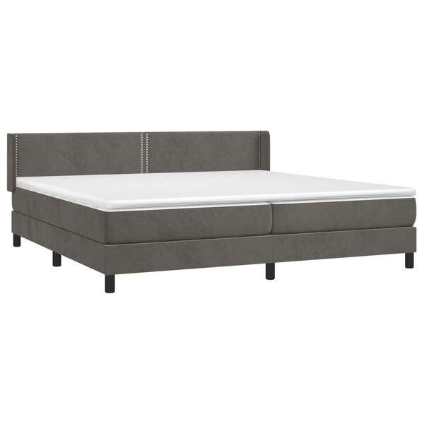 vidaXL Sommier &agrave; lattes de lit et matelas Gris fonc&eacute; 200x200cm Velours