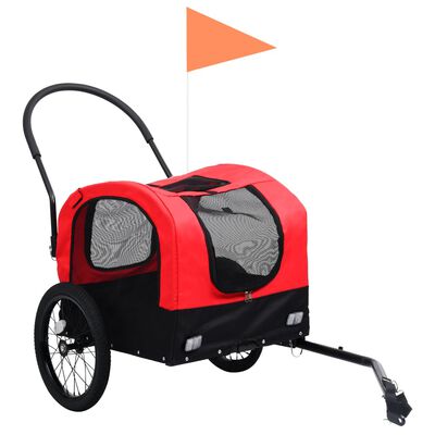 vidaXL Remorque de vélo pour chiens et poussette 2-en-1 rouge et noir