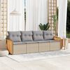 vidaXL Salon de jardin avec coussins 4 pcs beige r&eacute;sine tress&eacute;e