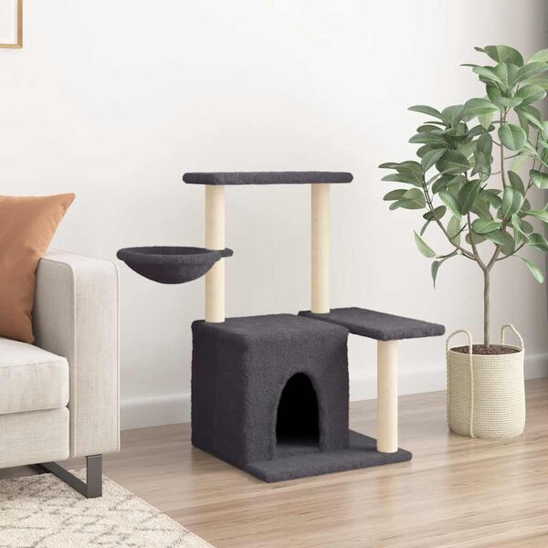 vidaXL Arbre &agrave; chat avec griffoirs en sisal Gris fonc&eacute; 83 cm