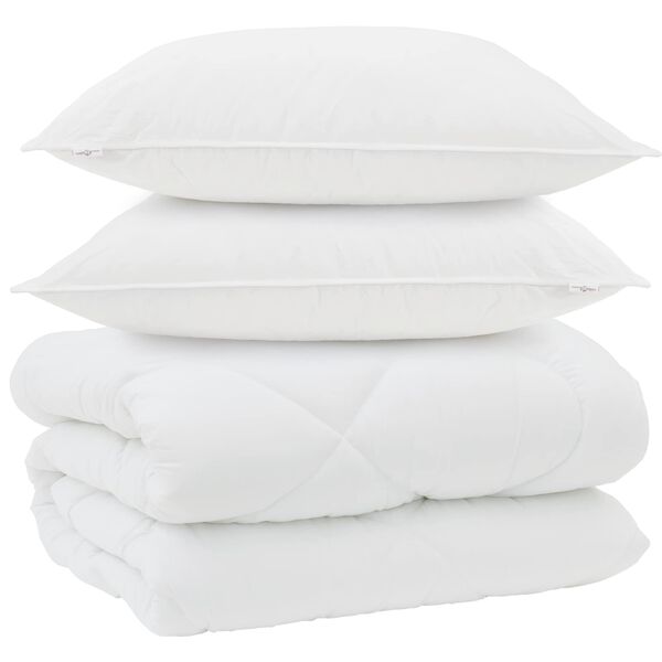 vidaXL Duvet d'hiver avec oreiller 3 pcs Blanc Microfibre