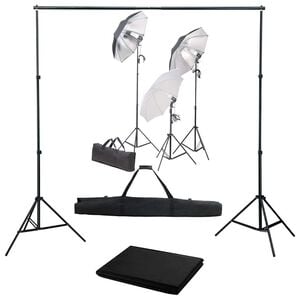 vidaXL Kit de studio photo avec ensemble d'&eacute;clairage et toile de fond
