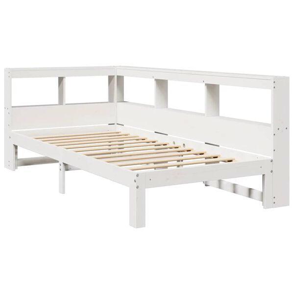 vidaXL Lit biblioth&egrave;que sans matelas blanc 90x190cm bois de pin massif