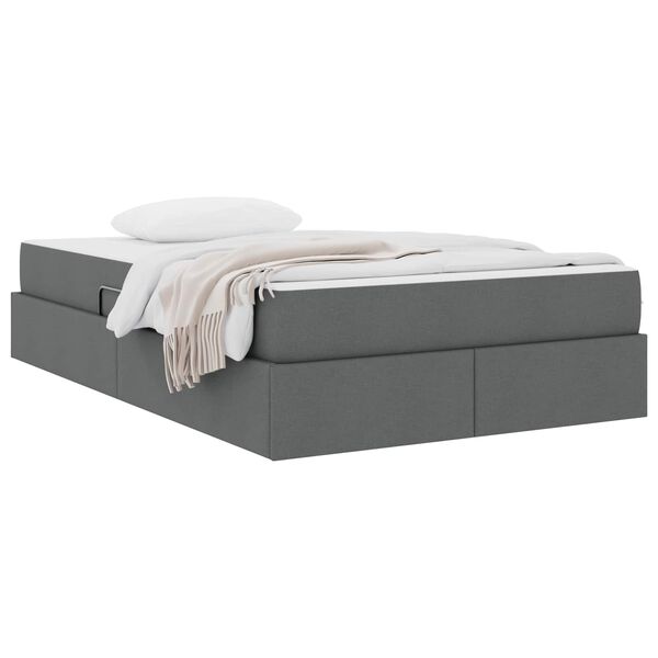 vidaXL Lit avec rangement et matelas Gris foncé 120 x 190 cm Polyester