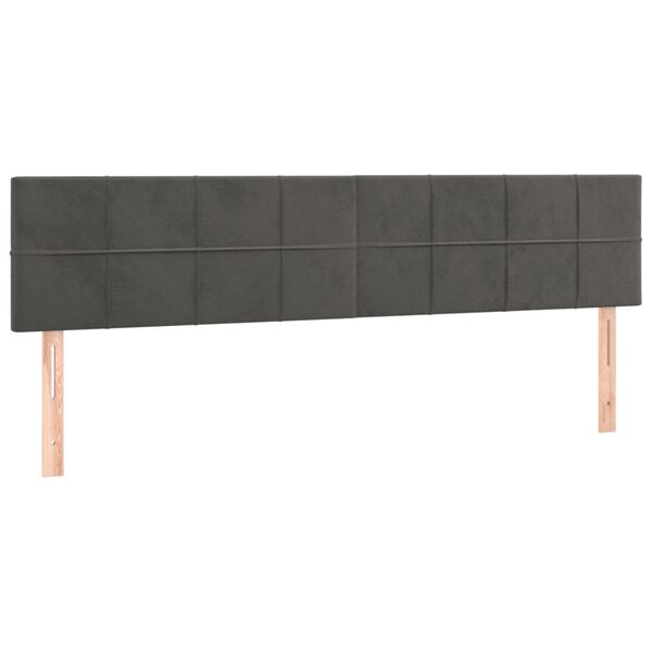 vidaXL T&ecirc;te de lit &agrave; LED Gris fonc&eacute; 200x5x78/88 cm Velours
