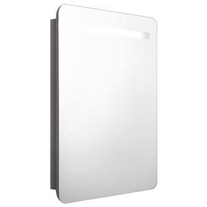 vidaXL Armoire de salle de bain &agrave; miroir LED gris brillant 60x11x80 cm