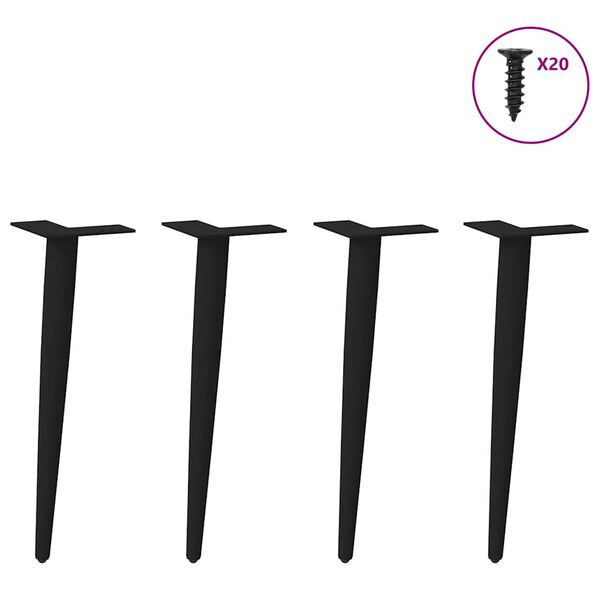 vidaXL Pieds de table basse coniques 4 pièces Noir 30-31 cm Acier