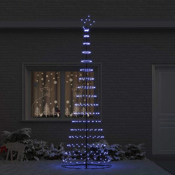 vidaXL Arbre de No&euml;l LED avec 355 LED avec support Bleu 184,5 cm M&eacute;tal