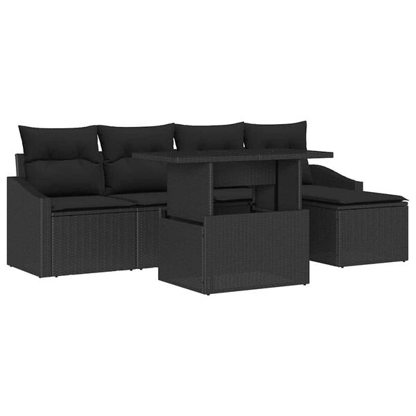 vidaXL Ensemble de canap&eacute; de jardin avec coussin 6 pcs Noir