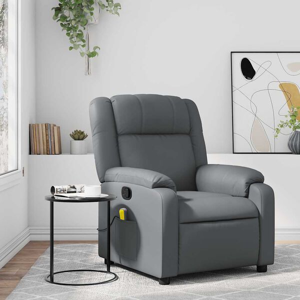 vidaXL Fauteuil de massage inclinable gris similicuir