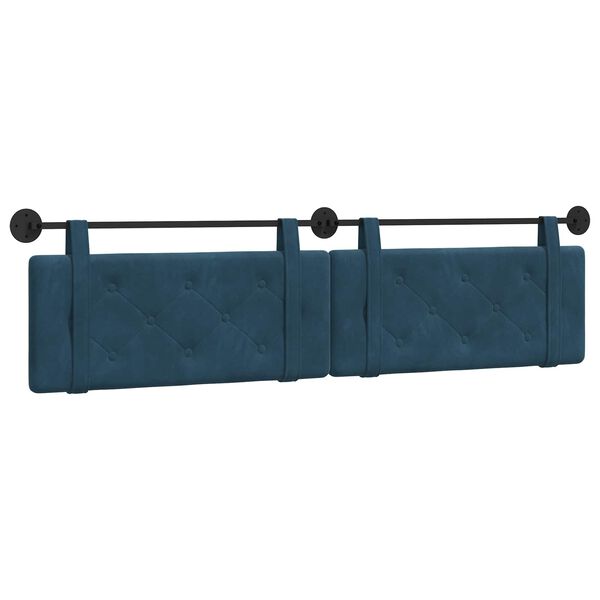 vidaXL T&ecirc;te de lit suspendue Bleu 210 x 55 x 5 cm Velours