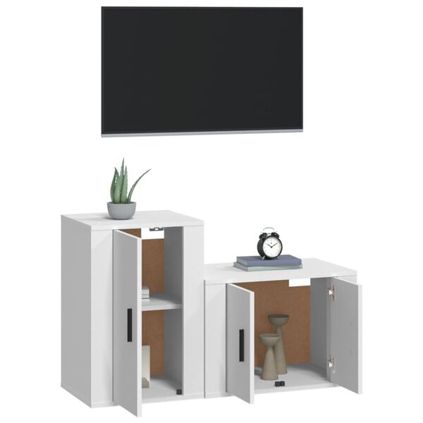vidaXL Ensemble de meubles TV 2 pcs Blanc Bois d'ingénierie