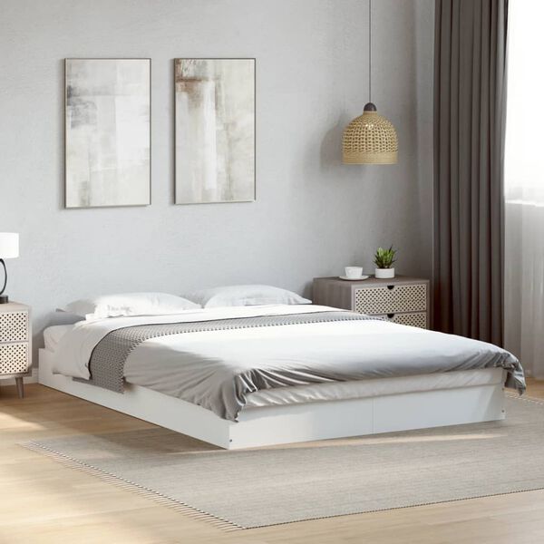 vidaXL Cadre de lit sans matelas blanc 120x190 cm bois d'ing&eacute;nierie