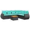 vidaXL Ensemble de canap&eacute; de jardin 7 pcs avec coussins noir r&eacute;sine tress&eacute;e