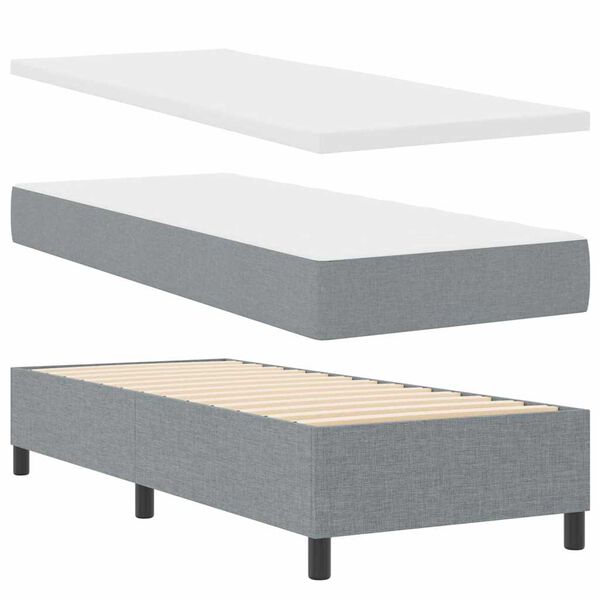 vidaXL Lit &agrave; ressorts avec matelas Gris clair 80 x 200 cm tissu