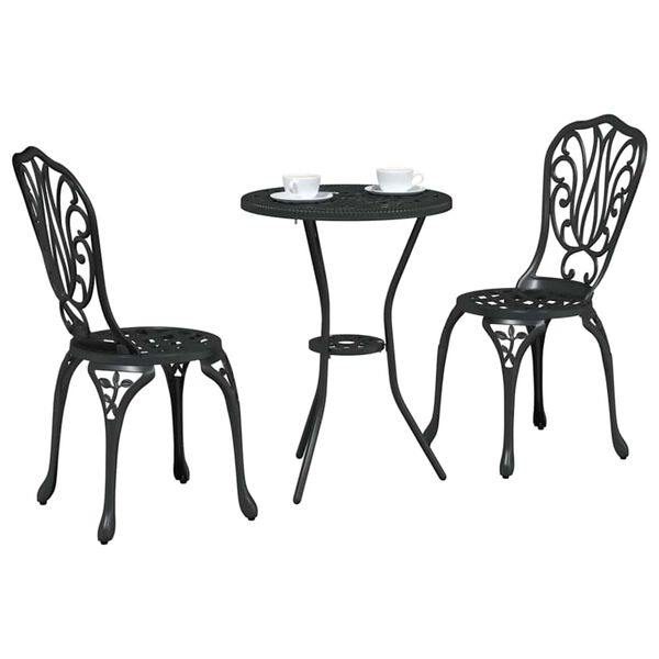 vidaXL Ensemble bistro de jardin 3 pcs Noir Aluminium