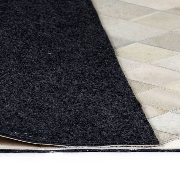 vidaXL Tapis Cuir v&eacute;ritable Patchwork 120 x 170 cm Diamant Gris