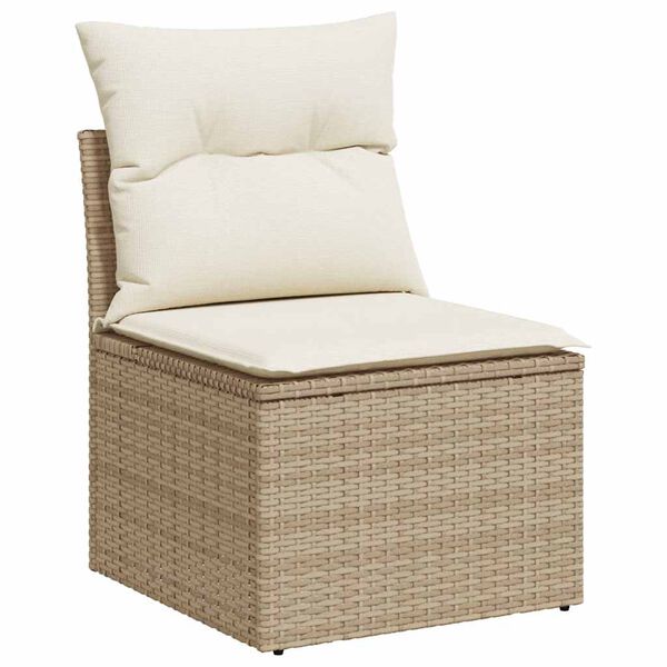 vidaXL Salon de jardin avec coussins 2 pcs beige résine tressée acacia