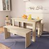 vidaXL Table &agrave; manger et bancs 3 pcs Bois d'ing&eacute;nierie Ch&ecirc;ne