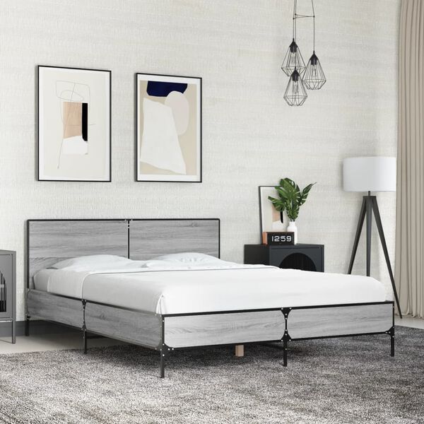 vidaXL Cadre de lit sans matelas sonoma gris 120x190 cm