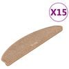 vidaXL Tapis d'escalier 15 pi&egrave;ces 65 x 21 x 4 cm Marron clair Demi-rond Grand