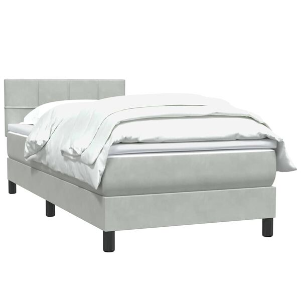 vidaXL Sommier &agrave; lattes de lit et matelas gris clair 80x210 cm velours