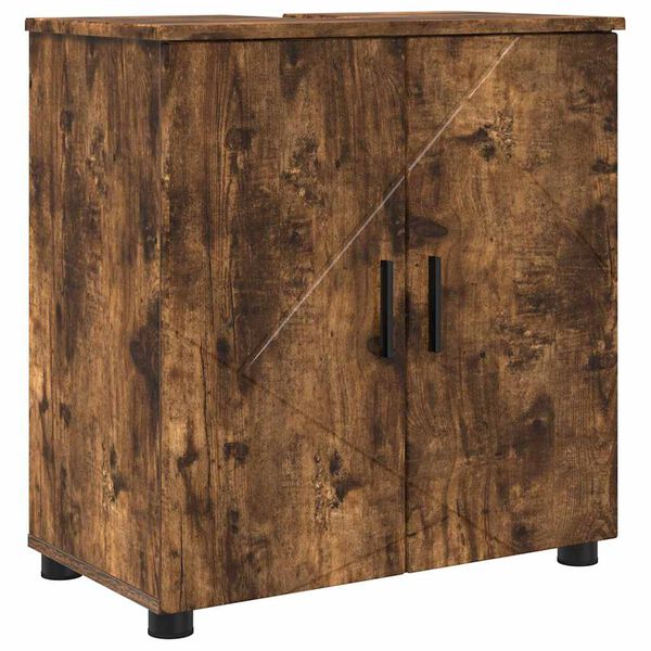 vidaXL Cabinet de salle de bain avec porte Ch&ecirc;ne fum&eacute; 61 x 35 x 64 cm