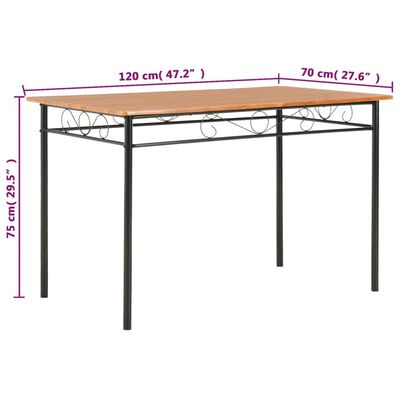 vidaXL Table de salle à manger Marron 120 x 70 x 75 cm MDF