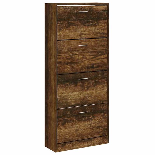 vidaXL Armoire &agrave; chaussures Ch&ecirc;ne fum&eacute; 63x24x147 cm Bois d'ing&eacute;nierie