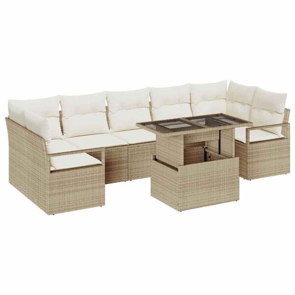 vidaXL Ensemble de canap&eacute; de jardin 8 pcs Beige Poly rotin