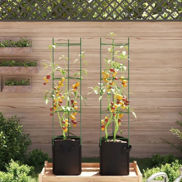 vidaXL Cage &agrave; tomates avec sac &agrave; plantes 2 pcs 154 cm acier et PP