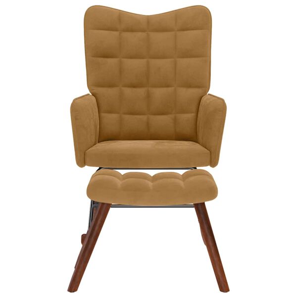 vidaXL Chaise &agrave; bascule avec repose-pied marron velours