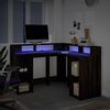 vidaXL Bureau et lumières LED chêne marron bois d'ingénierie