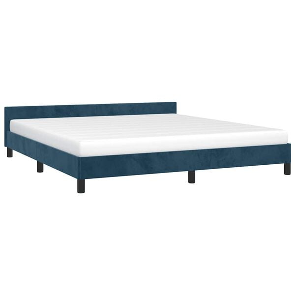vidaXL Cadre de lit sans matelas bleu fonc&eacute; 180x200 cm velours