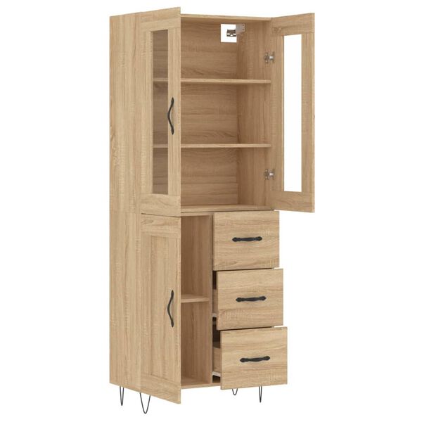 vidaXL Buffet haut Ch&ecirc;ne sonoma 69,5x34x180 cm Bois d'ing&eacute;nierie