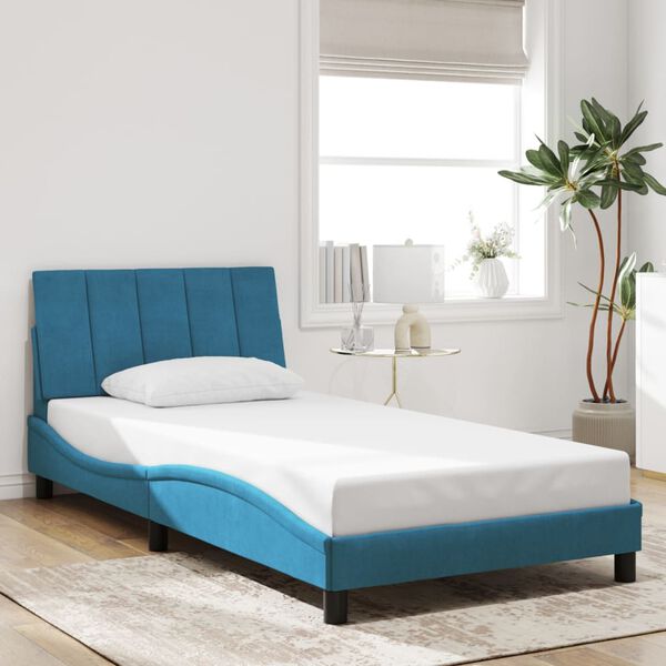 vidaXL Cadre de lit sans matelas Hanko bleu 100x200 cm velours