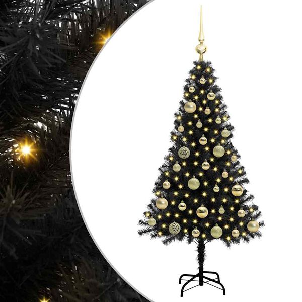 vidaXL Sapin de No&euml;l avec 150 LED avec support Noir 120 cm PVC