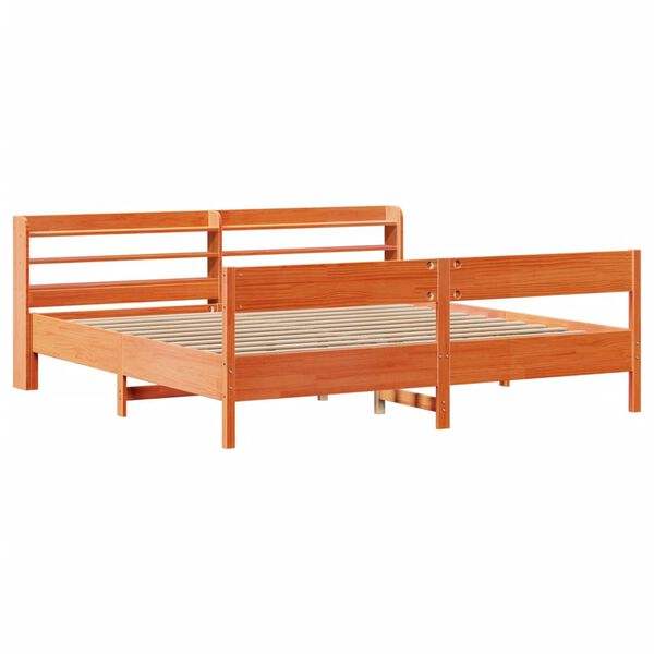 vidaXL Cadre de lit sans matelas cire marron 200x200cm bois pin massif